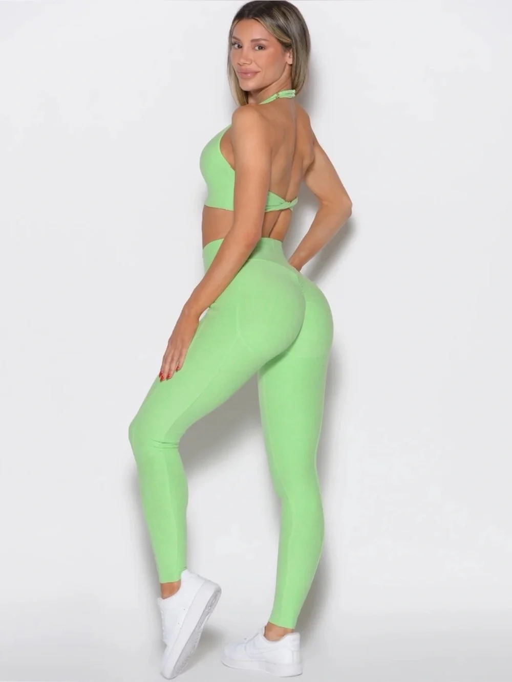 Bombshell 💚 Uplift Peach High-Waist Leggings 🍑  S • Neon Green ⚡️ Matching Set 😍